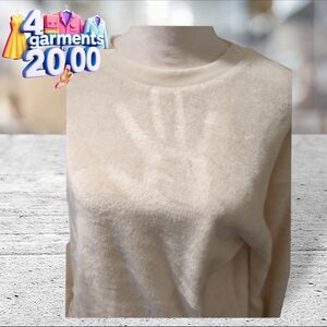 Pink rose plush soft and pretty cream color sweater size L